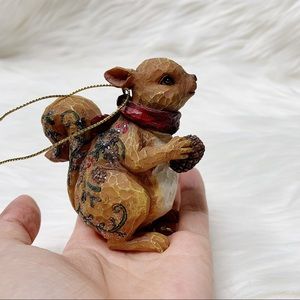 Wood carved Handmade squirrels Christmas ornament